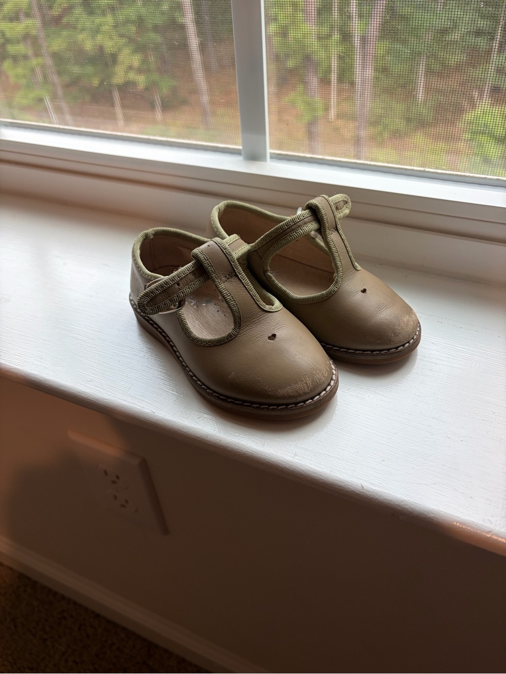 Children's T-Strap Dress Shoes in Olive